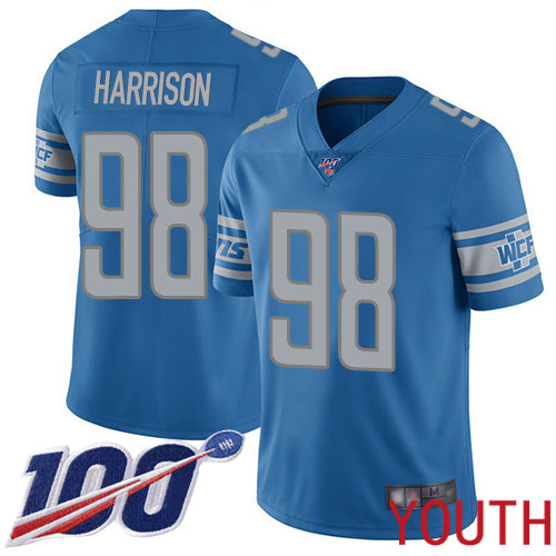 Detroit Lions Limited Blue Youth Damon Harrison Home Jersey NFL Football #98 100th Season Vapor Untouchable->youth nfl jersey->Youth Jersey